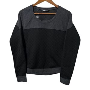 The North Face Black & Gray Quilted Pullover – Size Small | Fleece-Lined Crew